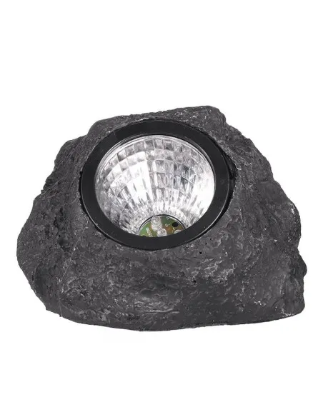 Set 2 Lămpi Solare Decorative cu Aspect de Piatră, LED, Senzor Lumină