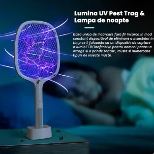 Paletă Electrică Anti-Insecte Reîncărcabilă USB, 3000V, 1200mAh 2