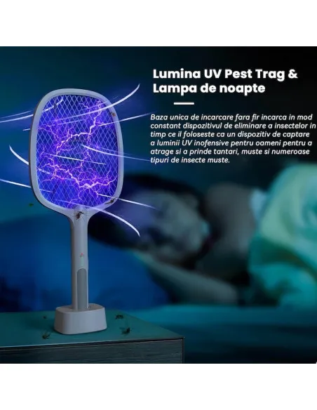 Paletă Electrică Anti-Insecte Reîncărcabilă USB, 3000V, 1200mAh