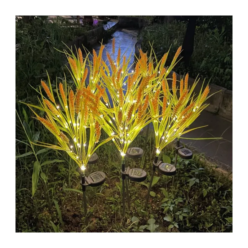 Set 2 Lămpi Solare Decorative Spice de Grâu 60 cm, IP66, LED cu Senzor Lumină