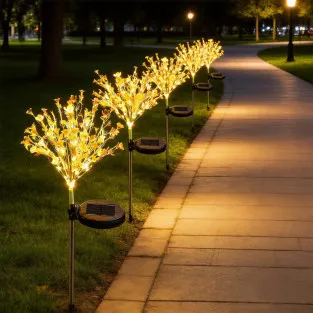 Set 2 Lămpi Solare LED Flori de Rapiță, IP66, Înălțime 75 cm 2