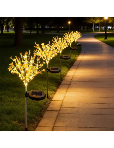 Set 2 Lămpi Solare LED Flori de Rapiță, IP66, Înălțime 75 cm
