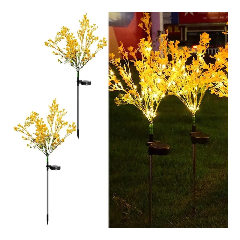 Set 2 Lămpi Solare LED Flori de Rapiță, IP66, Înălțime 75 cm