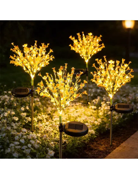 Set 2 Lămpi Solare LED Flori de Rapiță, IP66, Înălțime 75 cm