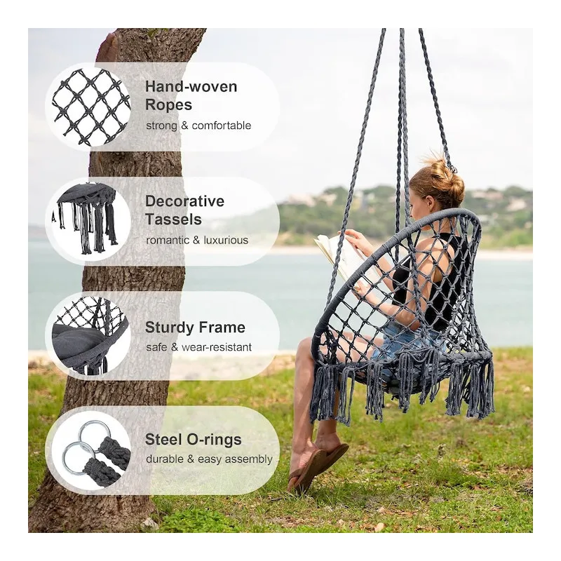 Leagăn Balansoar Circular Suspendat Tip Hamac, stil brazilian, pentru casă, grădină sau terasă