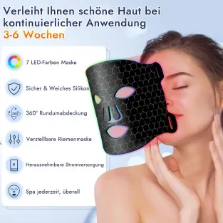 Mască LED Facială 7 Culori, 270 LED-uri, Reîncărcabilă, Anti-Îmbătrânire 2