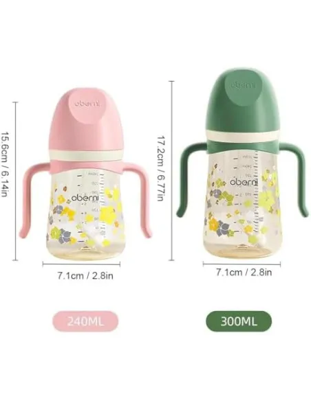 Cană cu pai cu greutate Oberni, 300ml, roz, set 2 bucăți, 6+ luni