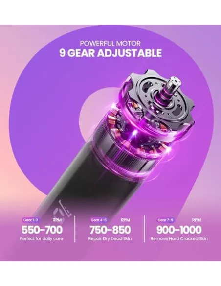 Aparat Electric Pedichiură Mosthink 2 în 1, Pilă de Picioare și Unghii, 9 Viteze, Reîncărcabil, Negru