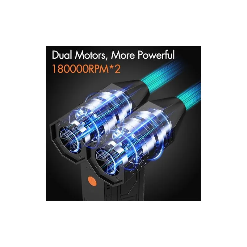 Suflantă Electrică de Aer XJUGEZ Dual Motors, 180.000 RPM x2, 4 Trepte, LED, 20.000 mAh