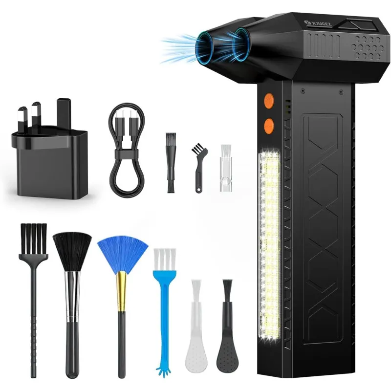 Suflantă Electrică de Aer XJUGEZ Dual Motors, 180.000 RPM x2, 4 Trepte, LED, 20.000 mAh