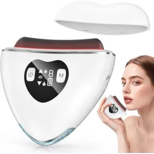 Masaj Facial Electric Gua Sha KIMTAR, EMS cu Încălzire și Vibrații, Piatră Bian Naturală