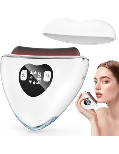 Masaj Facial Electric Gua Sha KIMTAR, EMS cu Încălzire și Vibrații, Piatră Bian Naturală