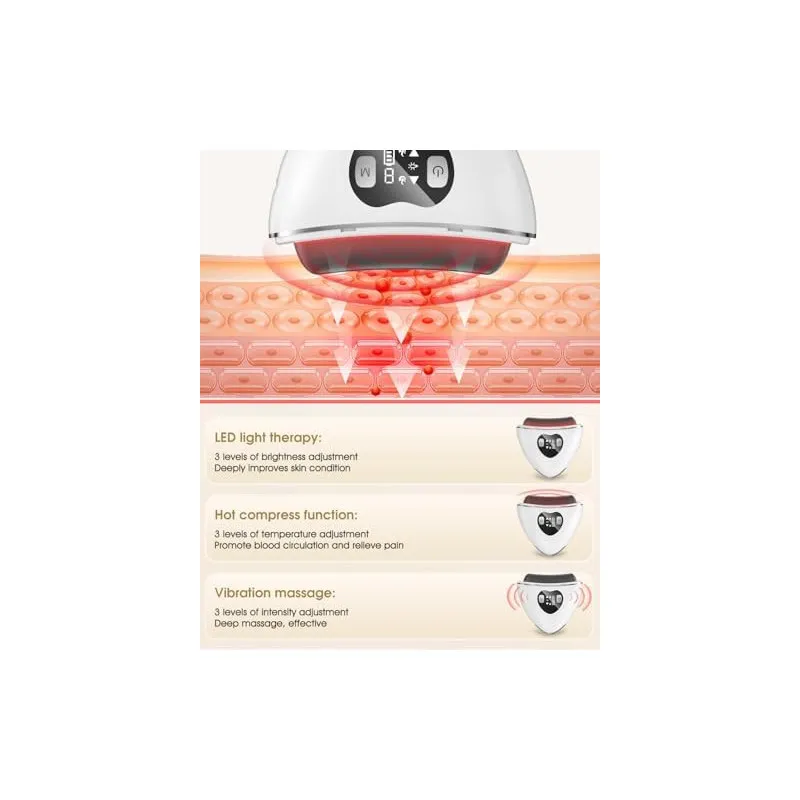 Masaj Facial Electric Gua Sha KIMTAR, EMS cu Încălzire și Vibrații, Piatră Bian Naturală