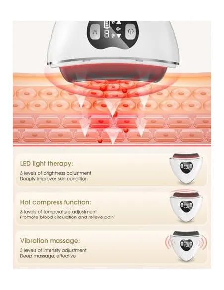 Masaj Facial Electric Gua Sha KIMTAR, EMS cu Încălzire și Vibrații, Piatră Bian Naturală