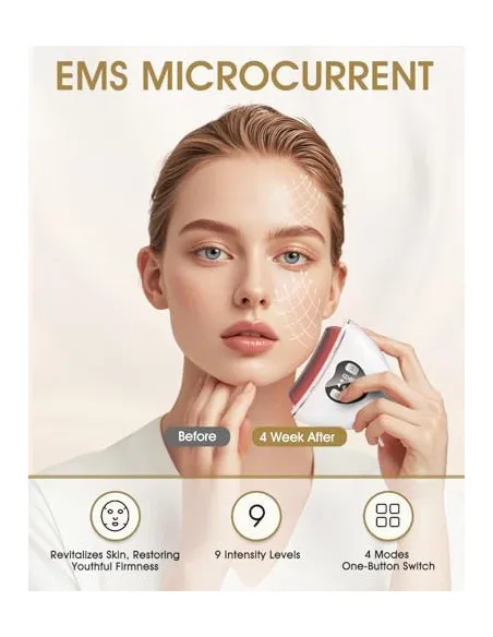 Masaj Facial Electric Gua Sha KIMTAR, EMS cu Încălzire și Vibrații, Piatră Bian Naturală