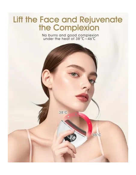 Masaj Facial Electric Gua Sha KIMTAR, EMS cu Încălzire și Vibrații, Piatră Bian Naturală