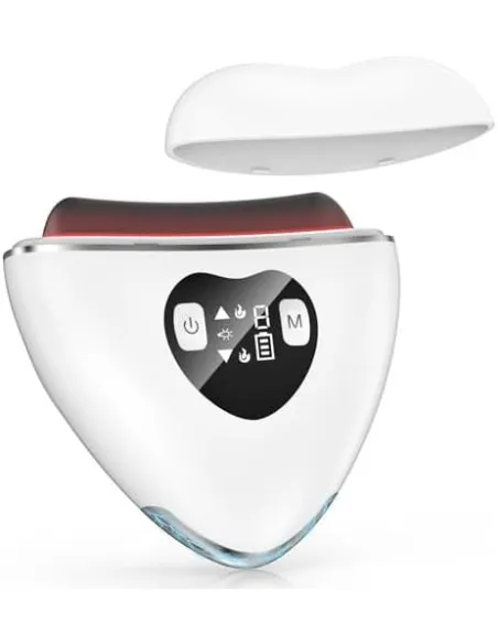 Masaj Facial Electric Gua Sha KIMTAR, EMS cu Încălzire și Vibrații, Piatră Bian Naturală