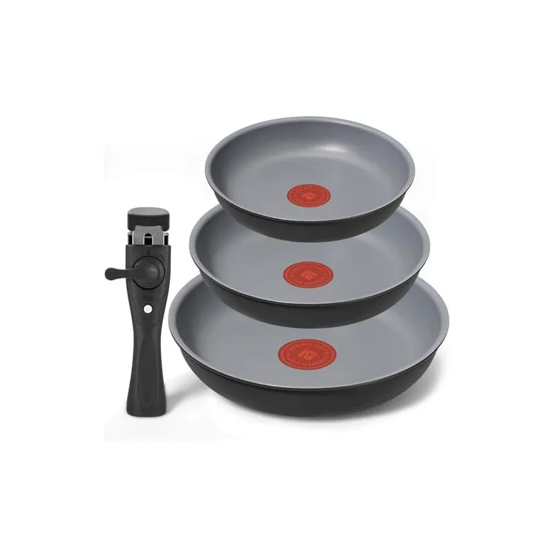 Set 3 Tigăi cu Inducție BLAZANT, 20/24/28 cm, Thermo-Signal, Mâner Detașabil, Antiaderent PFOA-Free