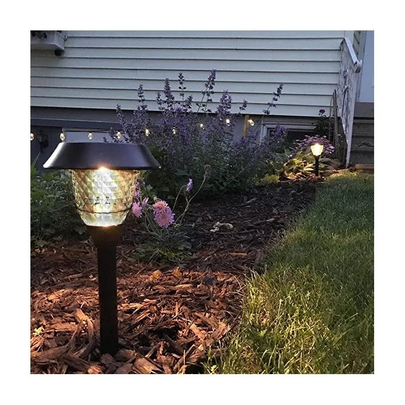 Set 4 Lămpi Solare LED de Grădină, 2 Moduri Iluminare: Alb Cald și RGB