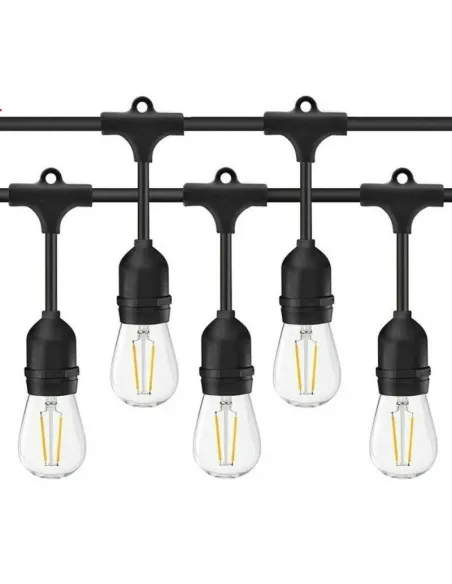 Ghirlanda Luminoasa, 10 Metri cu 20 Becuri, interconectabila, 2 filamente pe bec, 220V, alb cald
