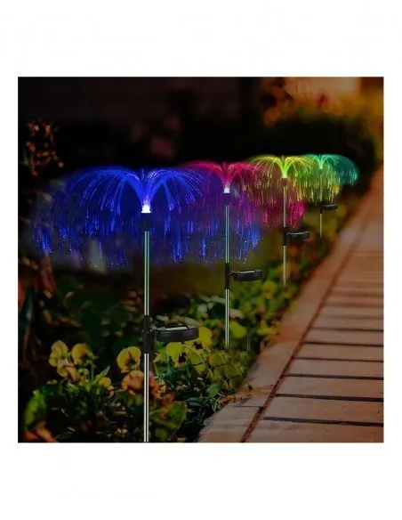 Set 2 x Lampa solara tip meduza cu fibra optica LED RGB