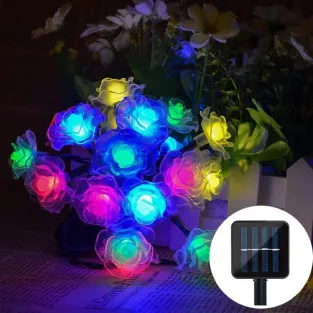 Instalatie solara 50 LED trandafiri, multicolor 2