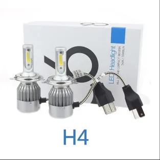 Set 2 becuri auto LED C6 H4 6000K cu 2 faze