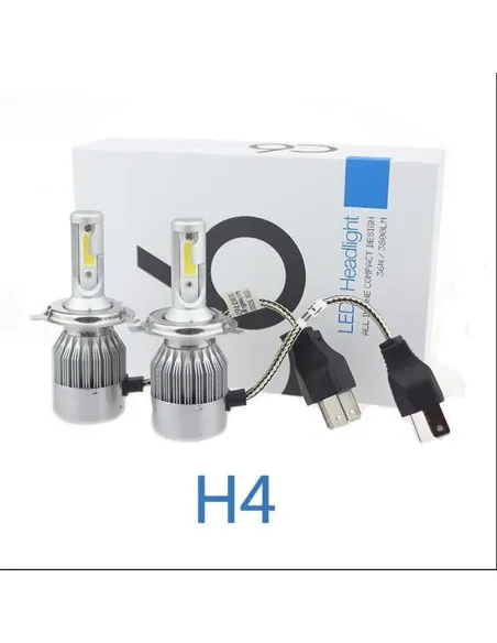 Set 2 becuri auto LED C6 H4 6000K cu 2 faze