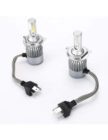 Set 2 becuri auto LED C6 H4 6000K cu 2 faze