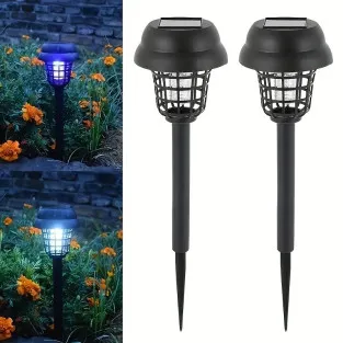Set 2x Felinar solar LED cu lumină UV anti insecte ,42cm