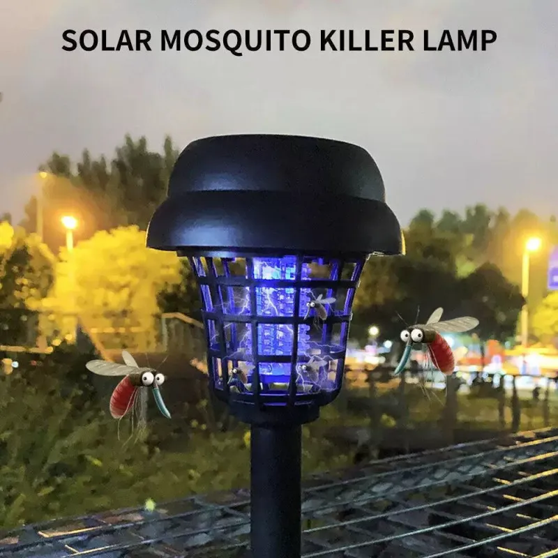 Set 2x Felinar solar LED cu lumină UV anti insecte ,42cm