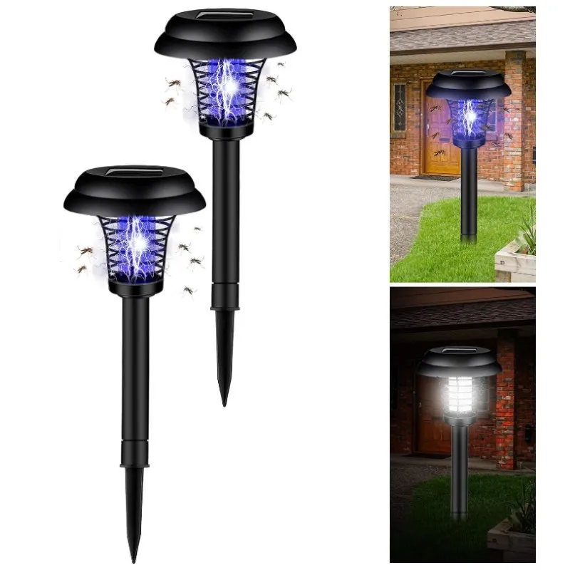 Set 2x Felinar solar LED cu lumină UV anti insecte ,42cm