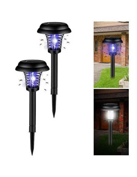 Set 2x Felinar solar LED cu lumină UV anti insecte ,42cm