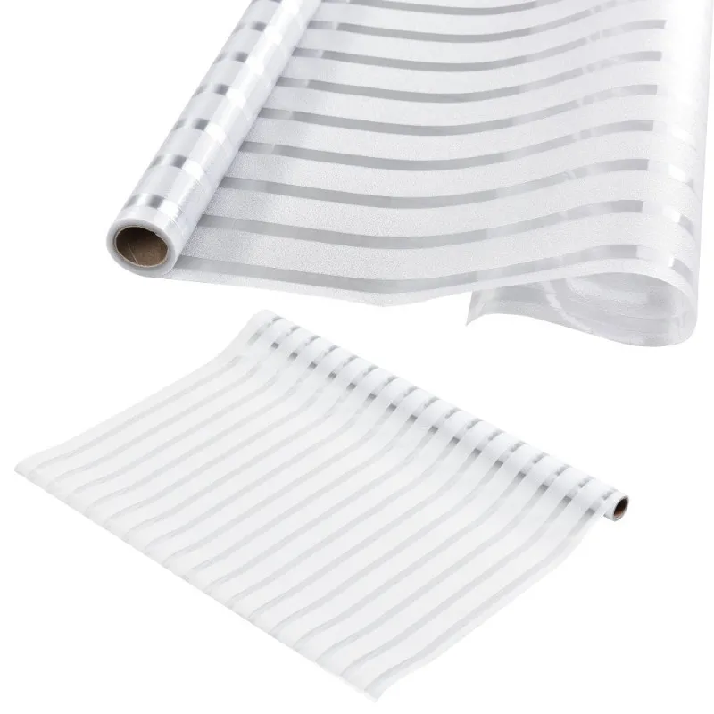Folie decorativa pentru geam, Dungi Albe, 45 cm x