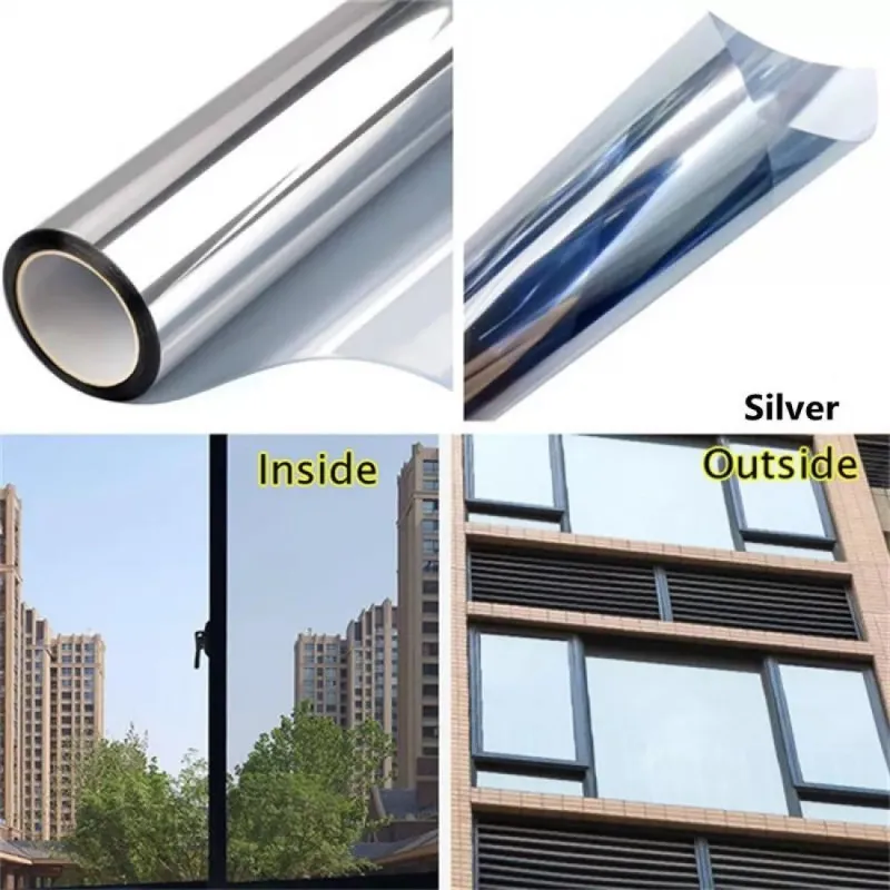 Folie protectie solara pentru geamuri interioare, cu efect de oglinda, UV, 60x300cm