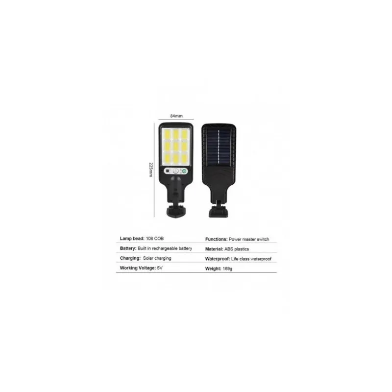 Set 5 x Lampi Solare de Perete cu 72 LED-uri COB, 50W, 3 Moduri de Functionare, Telecomanda, Senzor de Miscare si Lumina