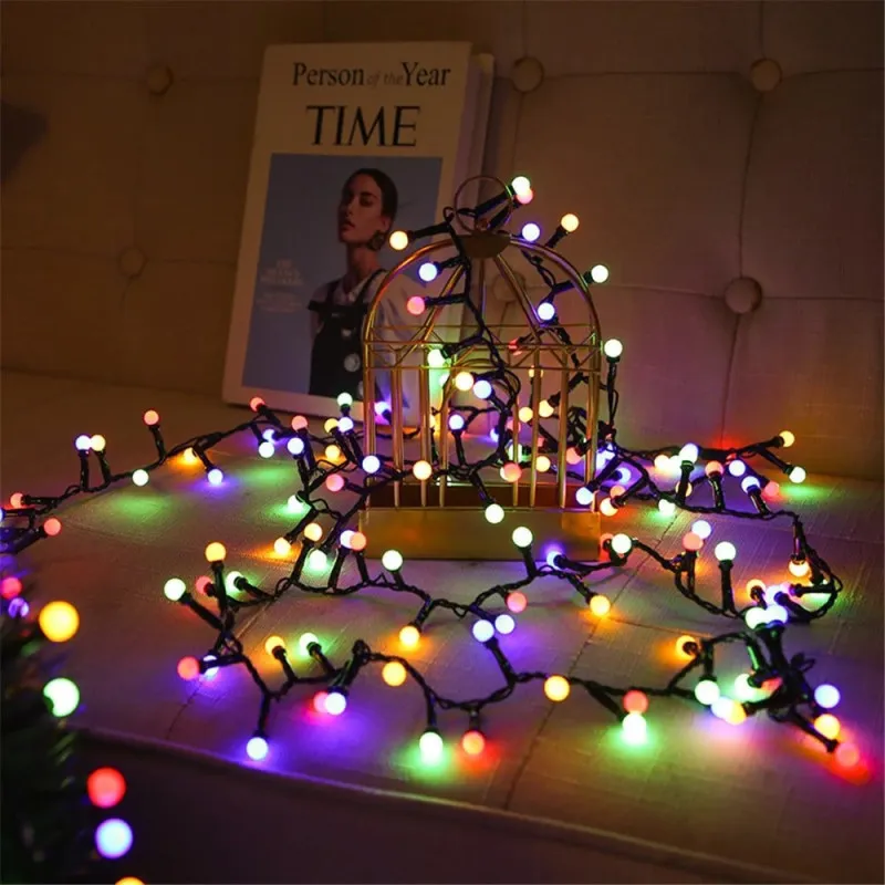 Instalatie de Craciun, bilute cluster 480 Led, multicolor, lungime 10m ,interconectabile, 8 jocuri lumini