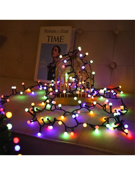 Instalatie de Craciun, bilute cluster 480 Led, multicolor, lungime 10m ,interconectabile, 8 jocuri lumini