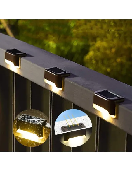 Set 4 lampi solare pentru trepte sau balcon cu senzor de lumina