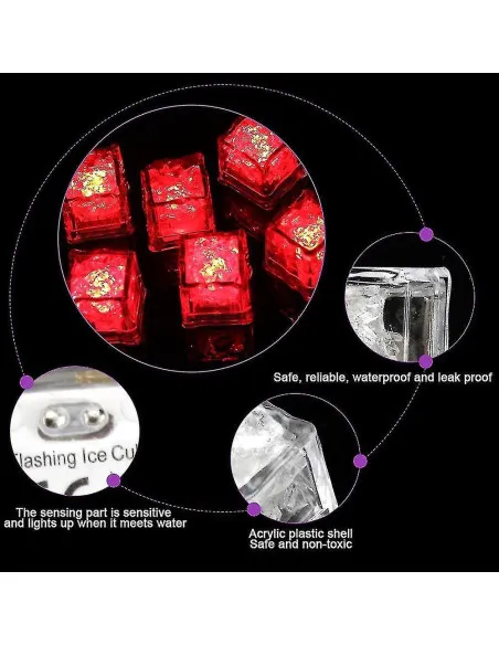 Set 12 Ice Cub LED, cuburi de gheata cu lumina intermitenta,reutilizabile