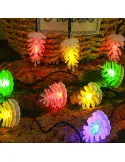 Set 2 x Instalație Solară cu Conuri de Brad, 50 LED-uri Multicolor, 8 Jocuri de Lumini, 5 m