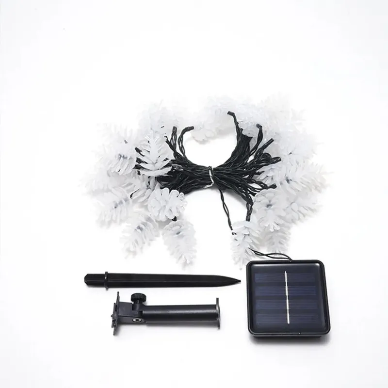 Set 2 x Instalație Solară cu Conuri de Brad, 50 LED-uri Multicolor, 8 Jocuri de Lumini, 5 m