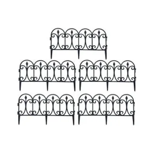 Set 10 garduri decorative pentru gradina 60x32cm, NEGRU
