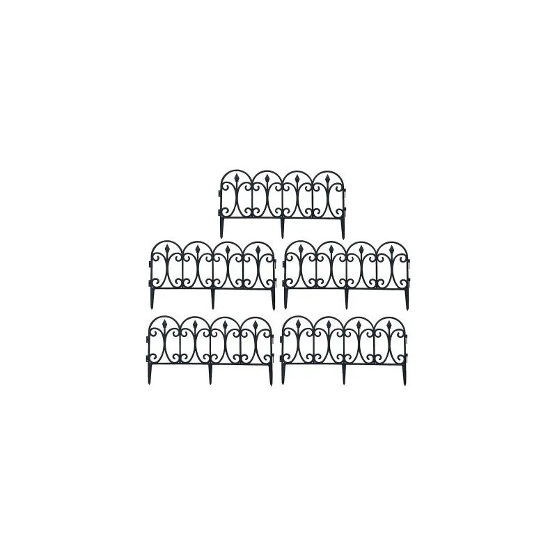 Set 10 garduri decorative pentru gradina 60x32cm, NEGRU