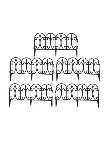 Set 10 garduri decorative pentru gradina 60x32cm, NEGRU