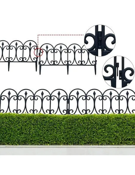 Set 10 garduri decorative pentru gradina 60x32cm, NEGRU
