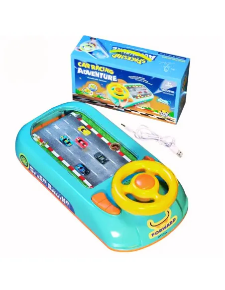 Jucarie Interactiva volan de condus cu circuit curse, sunete si functii, alimentare USB, pentru Copii 3-6 Ani
