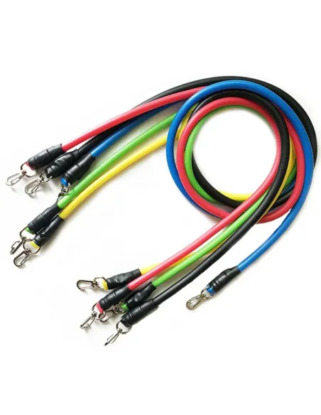 Set benzi elastice pentru exercitii multiple, 11 piese, pentru Sala, Yoga, Pilates, Recuperare, 48" lungime, multicolor