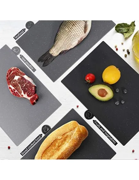 MASTERTOP Set 4 Tocătoare Plastic cu Suport | BPA Free