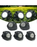 Set 2 Lămpi Solare Piatră Decorative, LED, Senzor Lumină